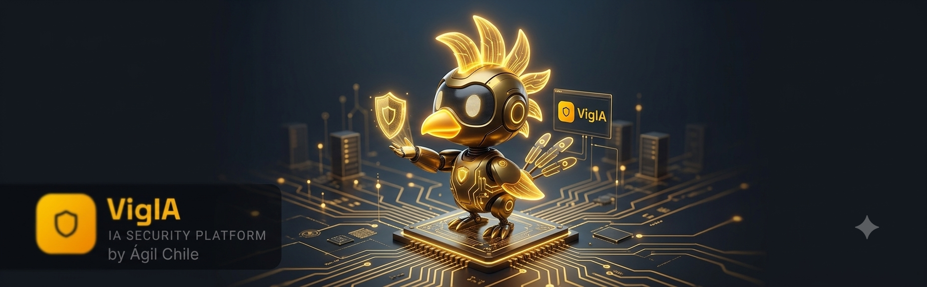 VigIA — mascota IA Security Platform de Ágil Chile